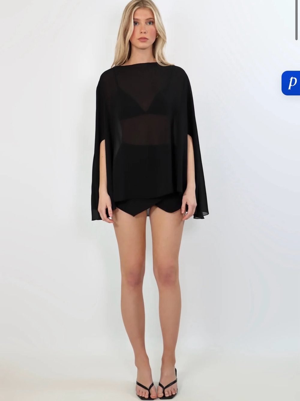 April seven black chiffon poncho (one size)